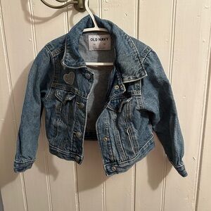 Old Navy 3t light wash Denim heart patch Jean Jacket